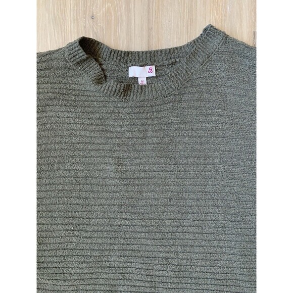 So Womens Knit Sweater Top Size MED Green Round Neck Long Dolman Sleeves - Picture 8 of 10